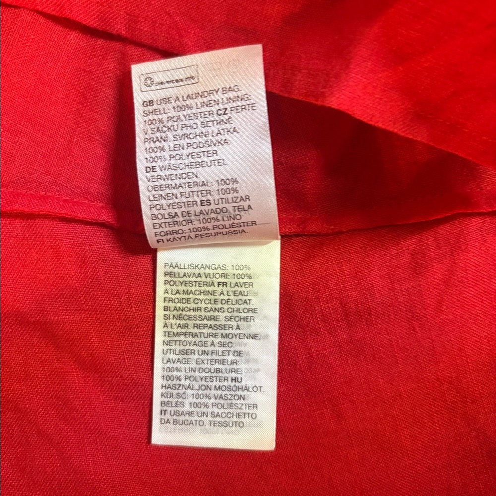 & Other Stories NWT linen puff sleeve midi summer dress in red in Sz 32 (XS) - Picture 9 of 11